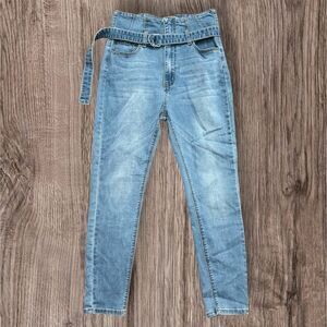 Denim Blvd Los Angeles Blue High Rise Jeans with Removable Belt Size 11